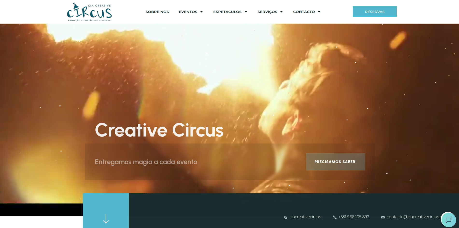 Ecrã do projeto Creative Circus